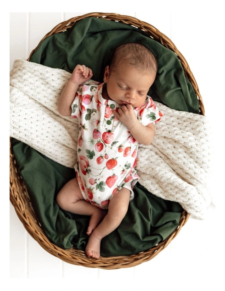 Strawberry Short Sleeve Organic Bodysuit in Pink image 3