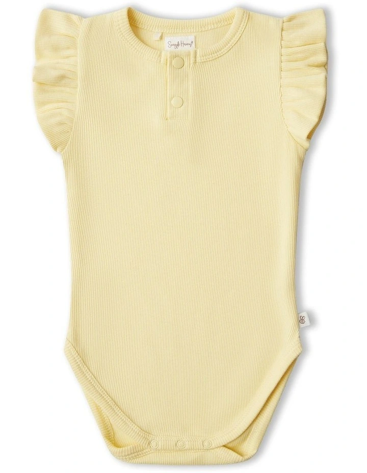 Sunlight Short Sleeve Organic Bodysuit with Frill in Yellow image 1