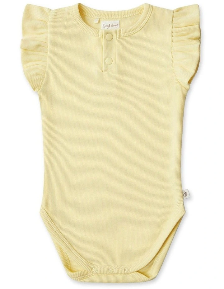 Sunlight Short Sleeve Organic Bodysuit with Frill in Yellow image 1