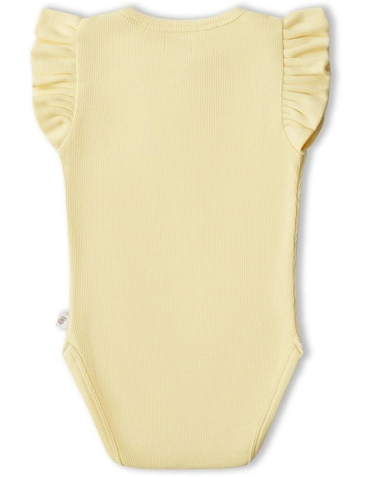 Sunlight Short Sleeve Organic Bodysuit with Frill in Yellow image 2