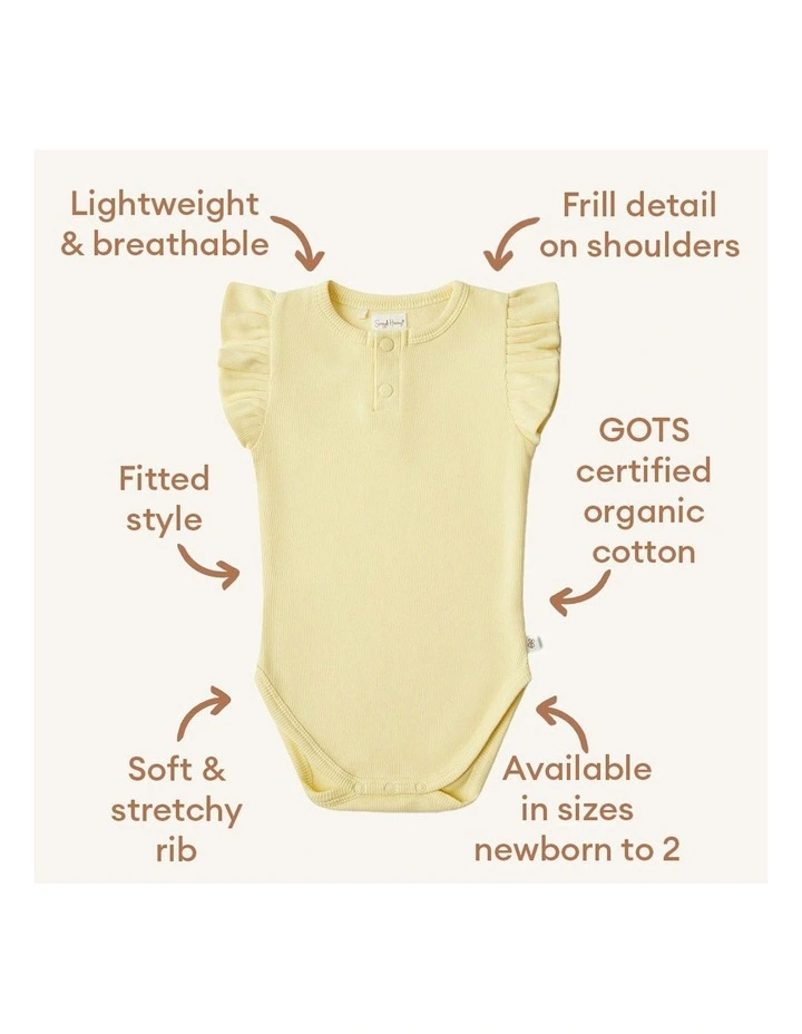 Sunlight Short Sleeve Organic Bodysuit with Frill in Yellow image 4