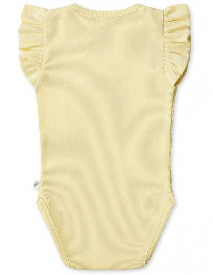 Sunlight Short Sleeve Organic Bodysuit with Frill in Yellow image 6