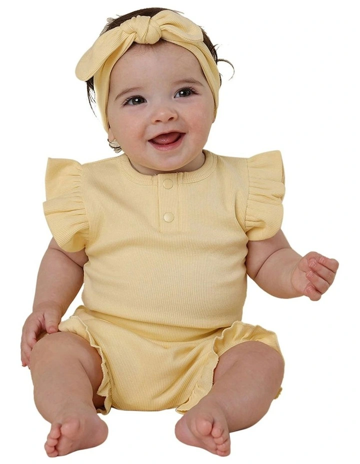 Sunlight Short Sleeve Organic Bodysuit with Frill in Yellow image 7