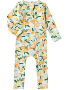 Citrus Squeeze Organic Snugglesuit Convertible Romper in Blue