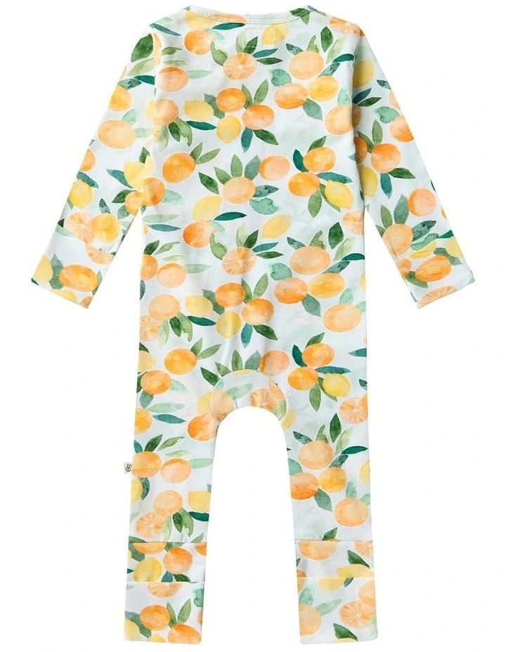 Citrus Squeeze Organic Snugglesuit Convertible Romper in Blue image 2