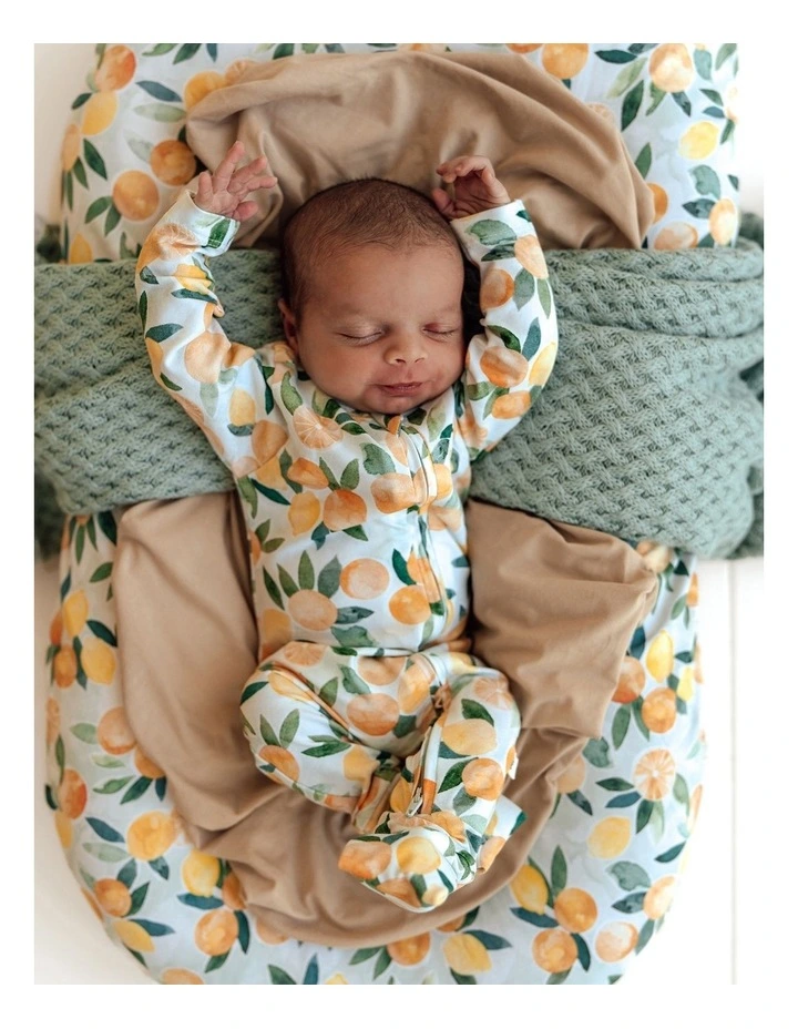Citrus Squeeze Organic Snugglesuit Convertible Romper in Blue image 3