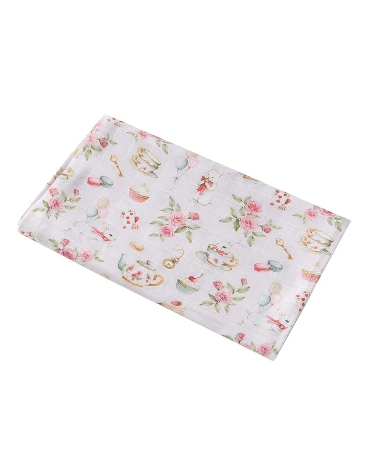 Alices Tea Party Organic Muslin Wrap in Pink image 1