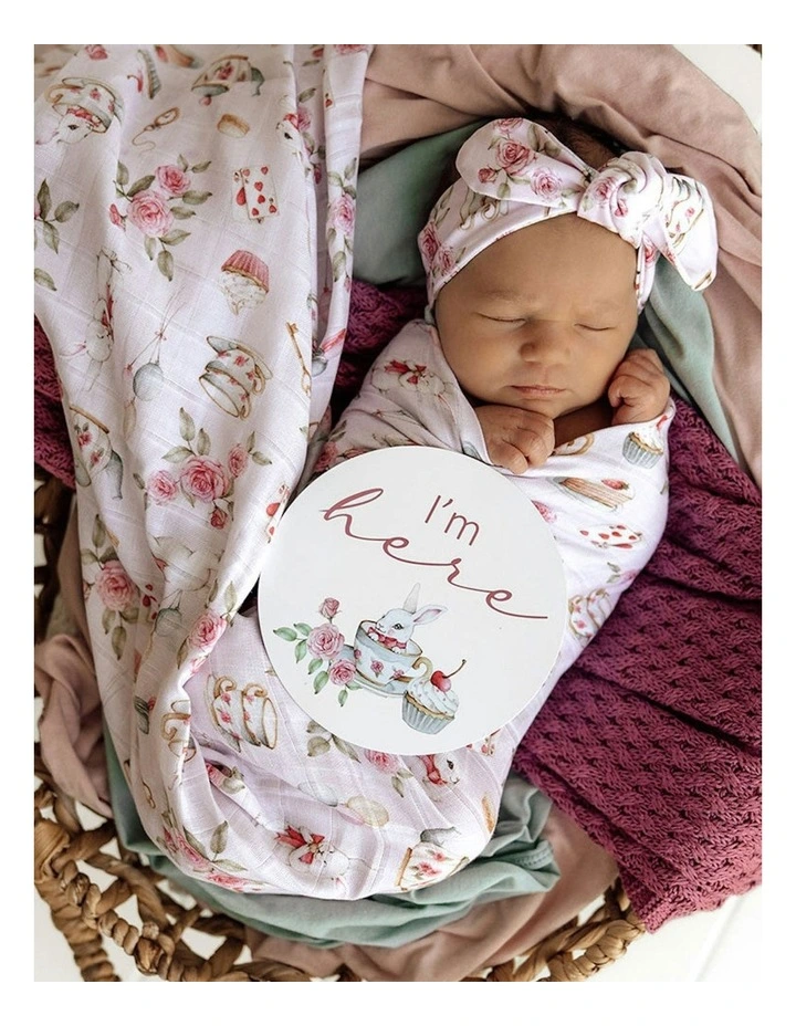 Alices Tea Party Organic Muslin Wrap in Pink image 4