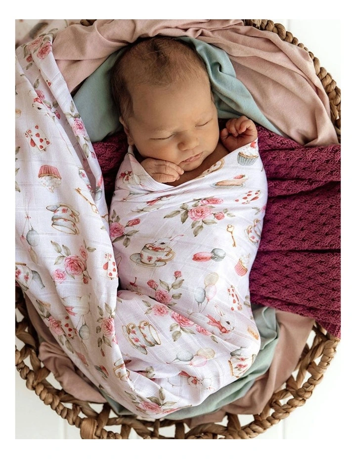 Alices Tea Party Organic Muslin Wrap in Pink image 5