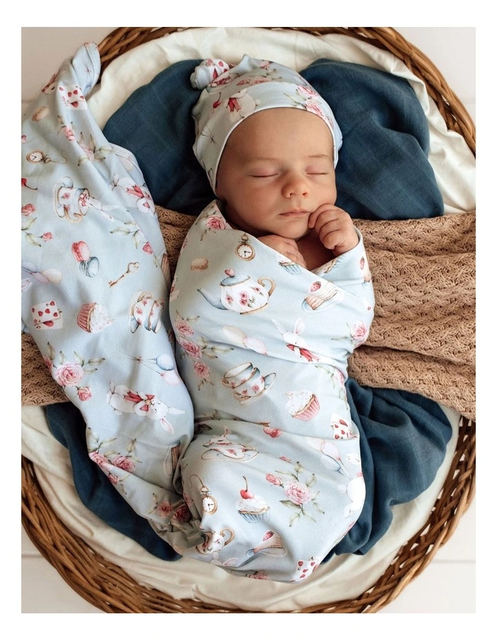 Organic Jersey Wrap And Beanie Set in Green image 2