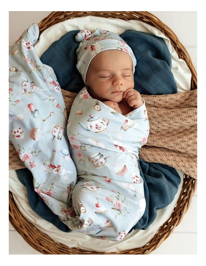 Organic Jersey Wrap And Beanie Set in Green image 6
