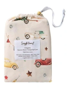 Vintage Cars Organic Bassinet Sheet/Change Pad Cover in Beige
