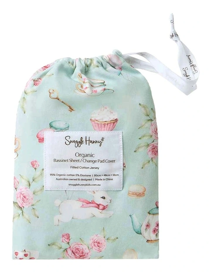 White Rabbit Organic Bassinet Sheet/Change Pad Cover in Green image 1