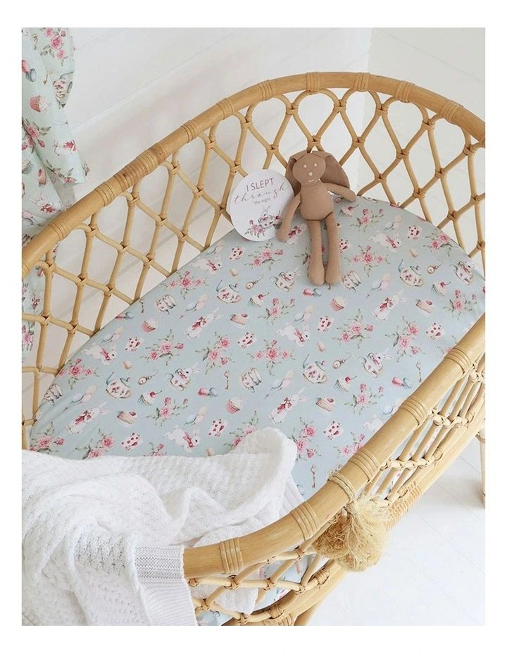 White Rabbit Organic Bassinet Sheet/Change Pad Cover in Green image 2