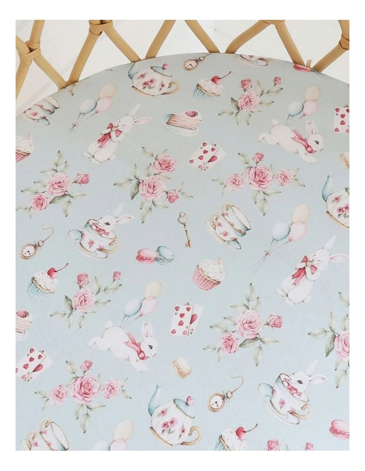 White Rabbit Organic Bassinet Sheet/Change Pad Cover in Green image 3