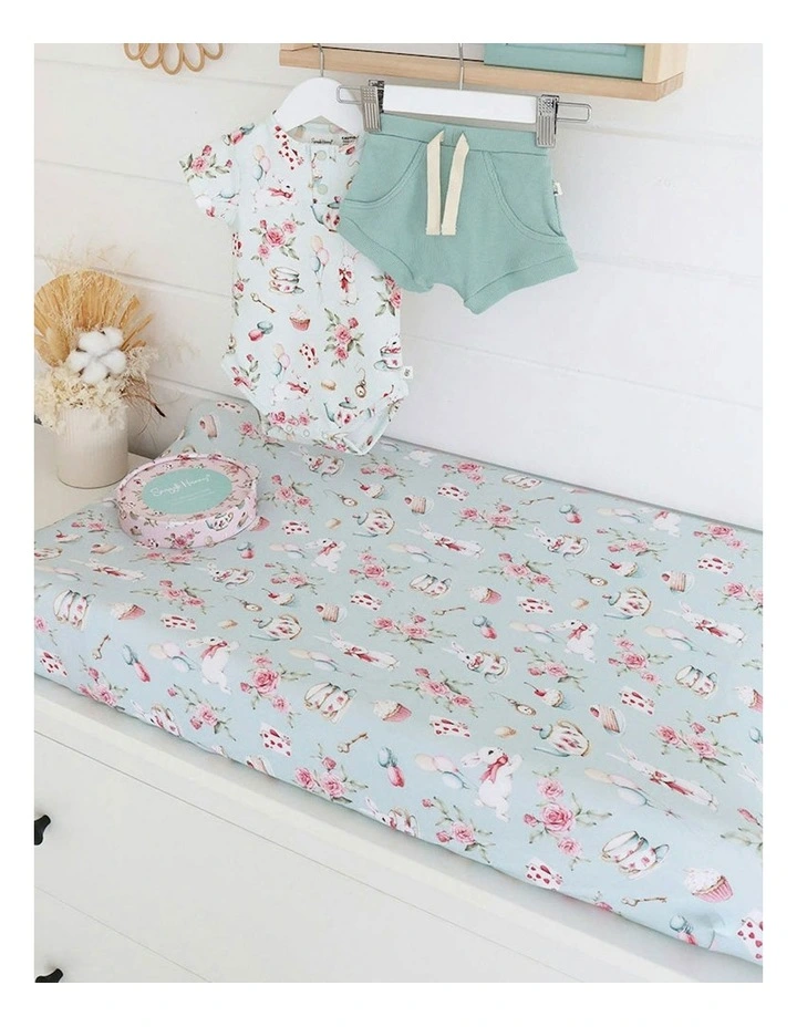 White Rabbit Organic Bassinet Sheet/Change Pad Cover in Green image 4