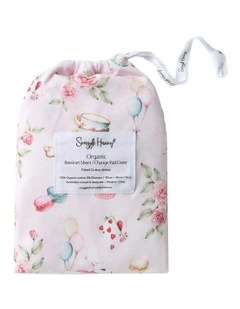 Alices Tea Party Organic Bassinet Sheet/Change Pad Cover in Pink