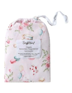 Alices Tea Party Organic Bassinet Sheet/Change Pad Cover in Pink