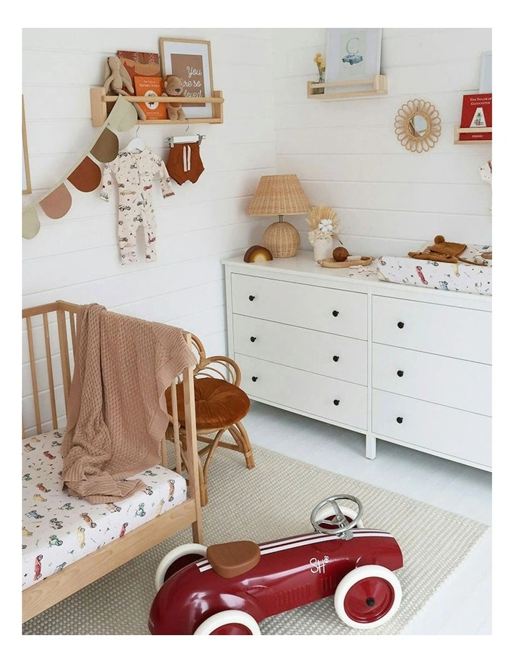 Vintage Cars Organic Fitted Cot Sheet in Beige image 5