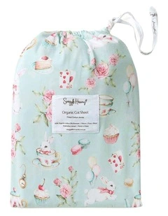 White Rabbit Organic Fitted Cot Sheet in Blue