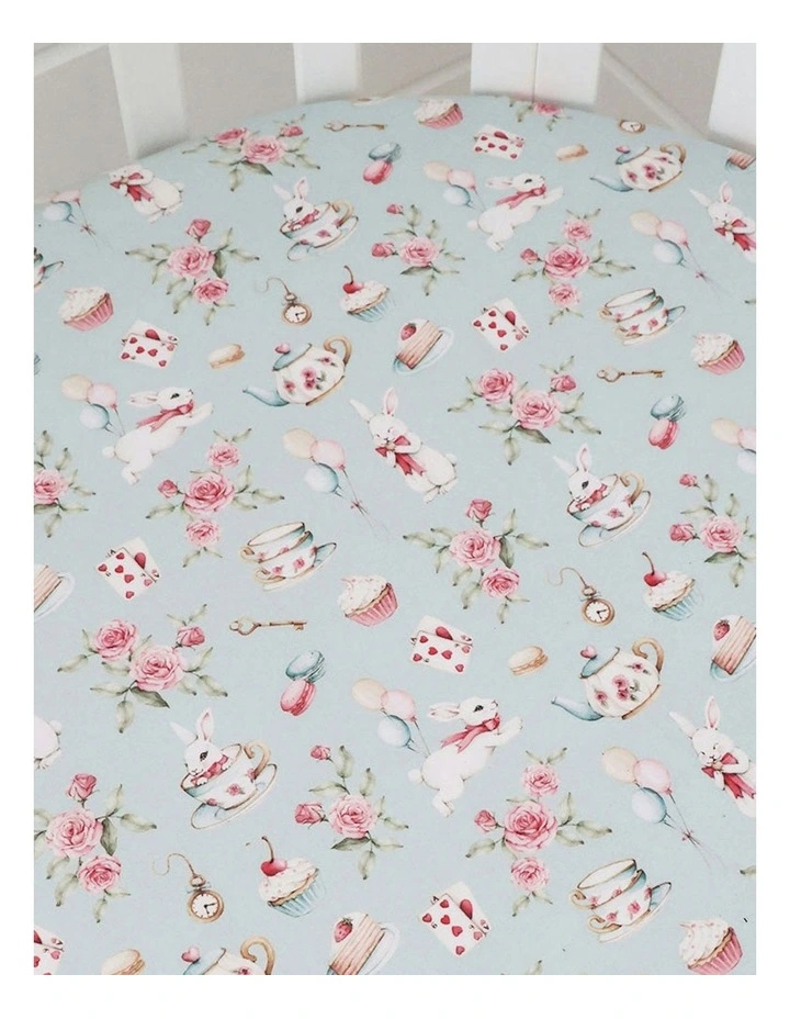 White Rabbit Organic Fitted Cot Sheet in Blue image 3