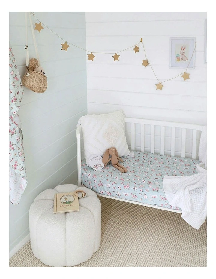 White Rabbit Organic Fitted Cot Sheet in Blue image 4
