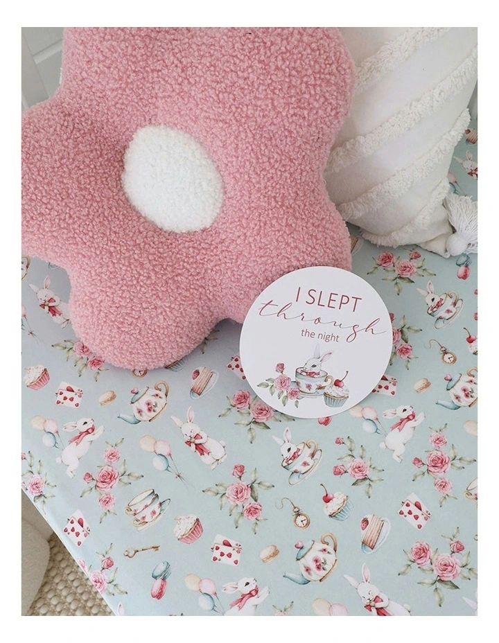 White Rabbit Organic Fitted Cot Sheet in Blue image 5