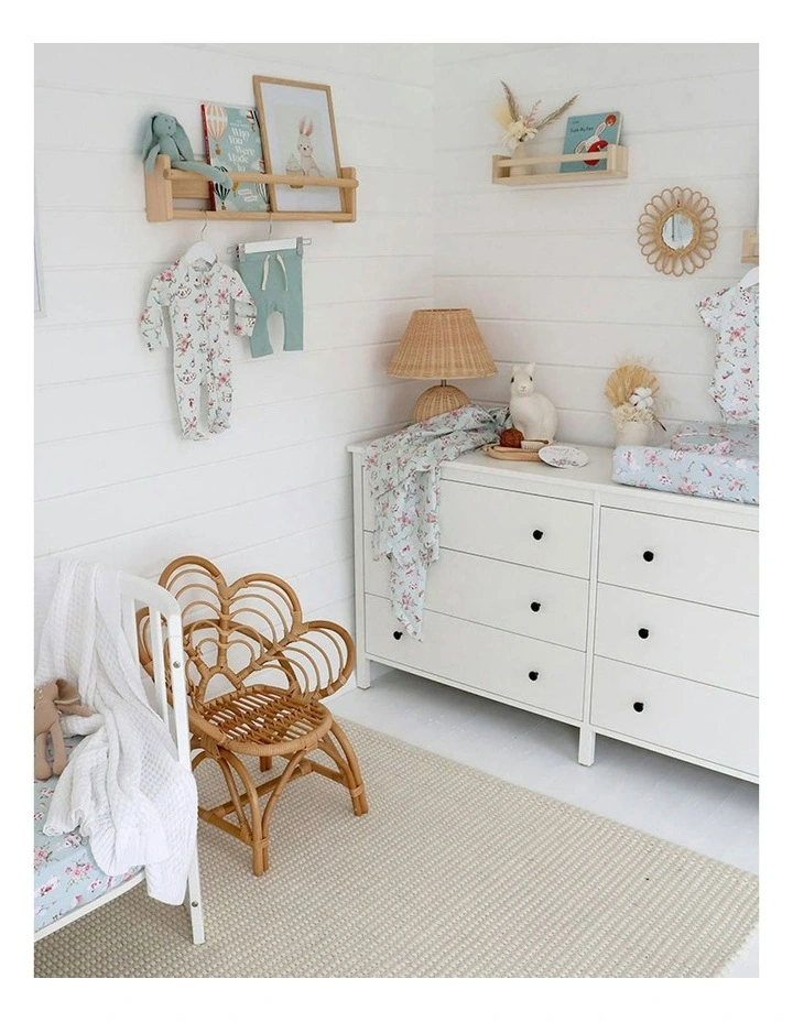 White Rabbit Organic Fitted Cot Sheet in Blue image 6