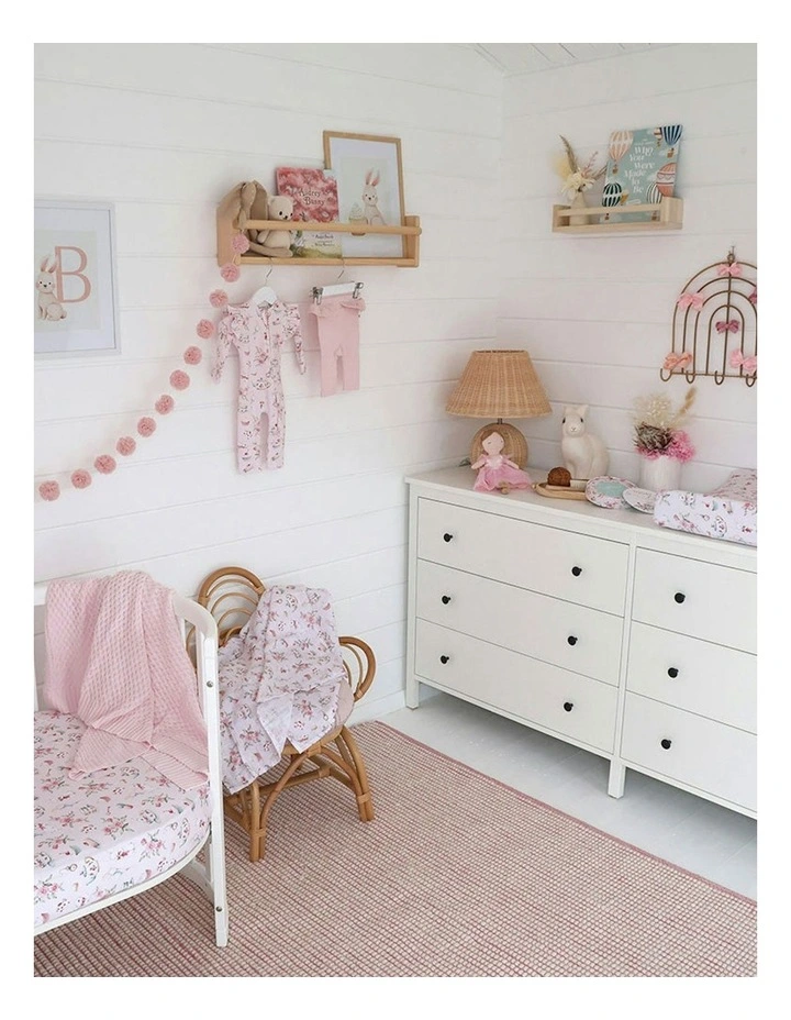 Alices Tea Party Organic Fitted Cot Sheet in Pink image 5