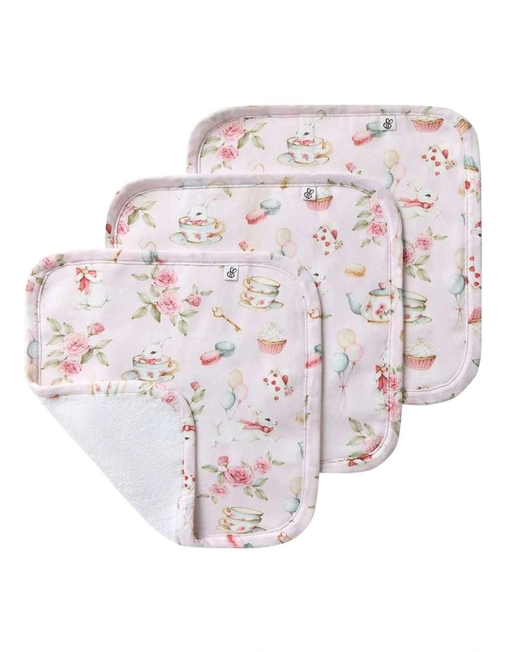 Alices Tea Party Organic Wash Cloths 3 Pack image 1