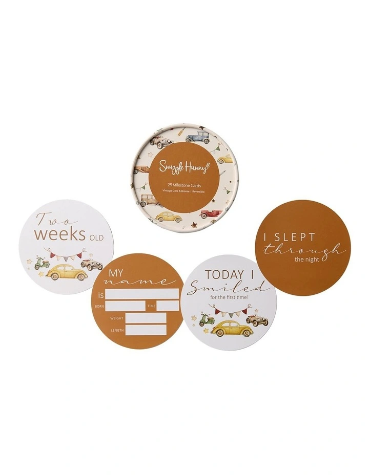 Vintage Cars & Bronze Reversible Milestone Cards image 1