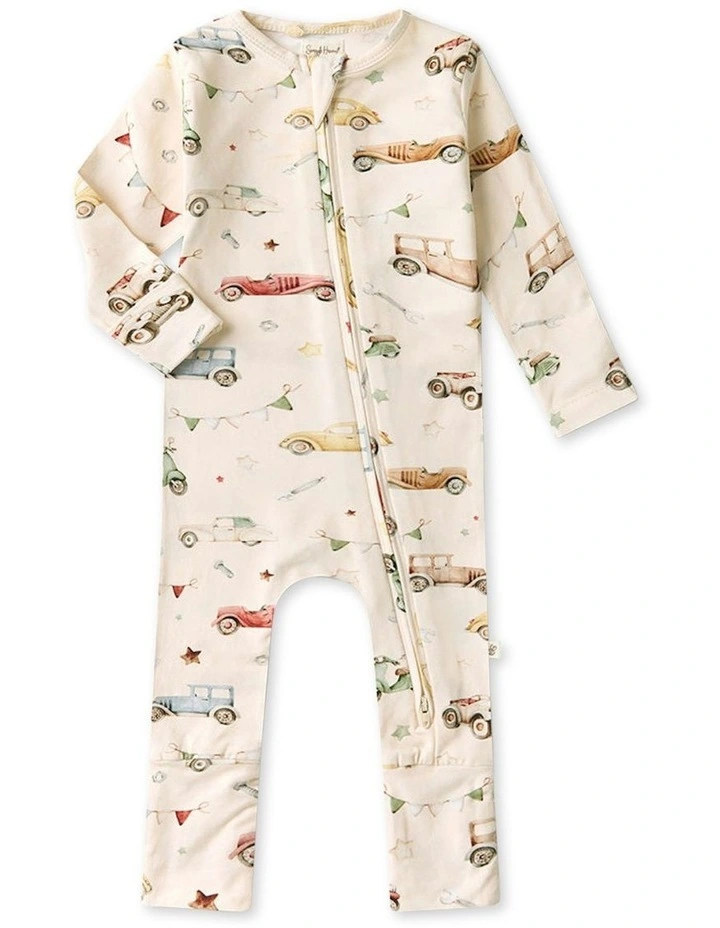 Vintage Cars Organic Snugglesuit Convertible Romper in Multi image 1