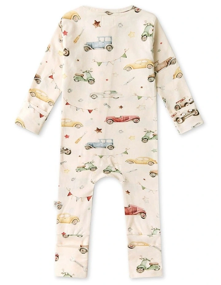Vintage Cars Organic Snugglesuit Convertible Romper in Multi image 2