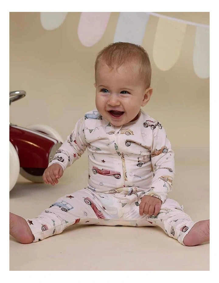 Vintage Cars Organic Snugglesuit Convertible Romper in Multi image 5