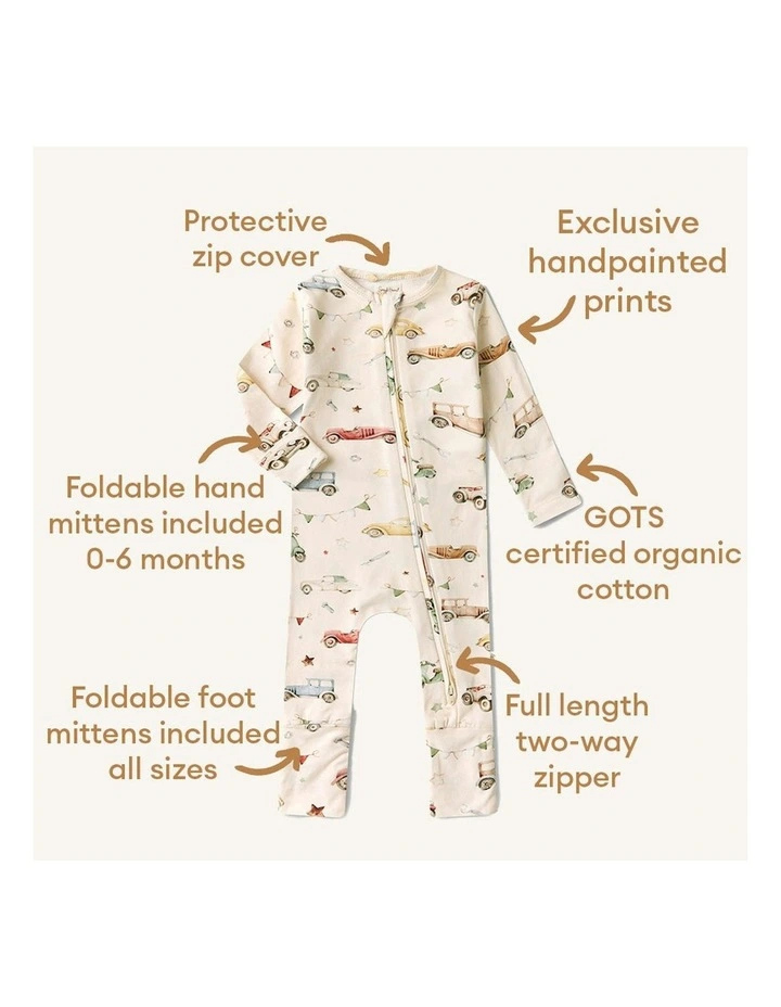 Vintage Cars Organic Snugglesuit Convertible Romper in Multi image 7