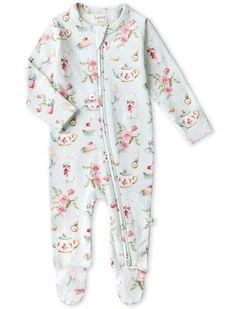 Rabbit Organic Snuggle Sleepsuit Zip Footie in Sage