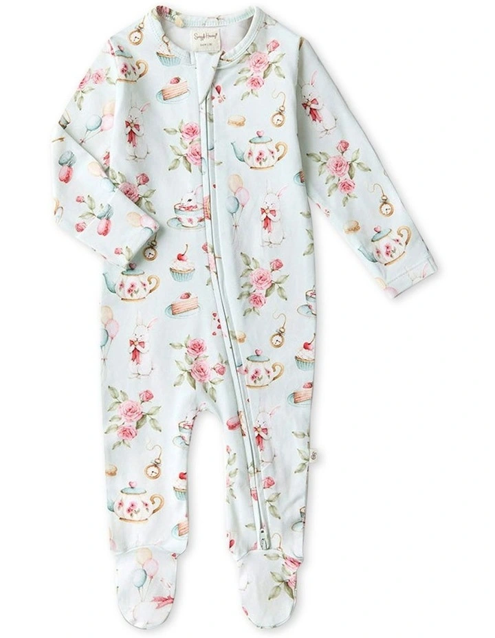 Rabbit Organic Snuggle Sleepsuit Zip Footie in Sage image 1