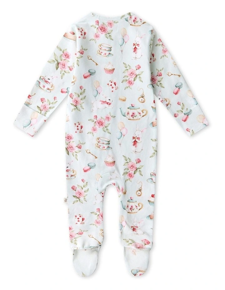 Rabbit Organic Snuggle Sleepsuit Zip Footie in Sage image 2
