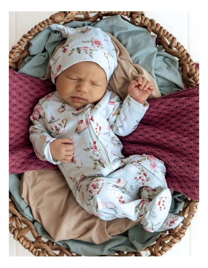 Rabbit Organic Snuggle Sleepsuit Zip Footie in Sage image 3