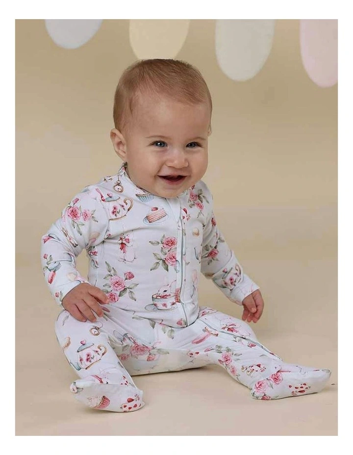 Rabbit Organic Snuggle Sleepsuit Zip Footie in Sage image 5