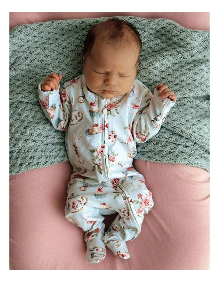 Rabbit Organic Snuggle Sleepsuit Zip Footie in Sage image 6