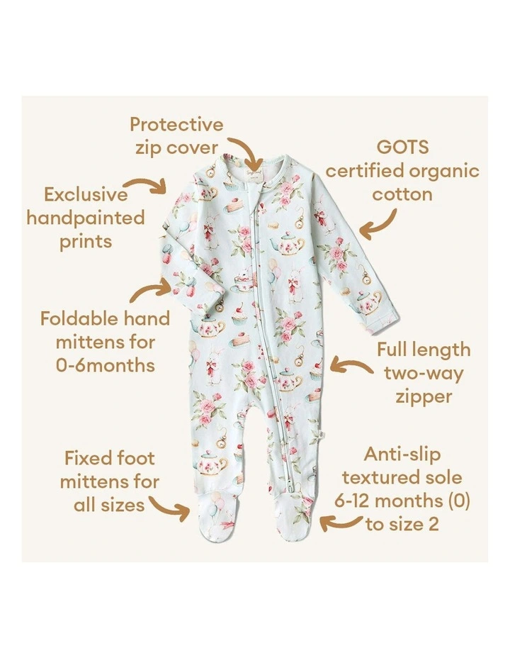 Rabbit Organic Snuggle Sleepsuit Zip Footie in Sage image 7