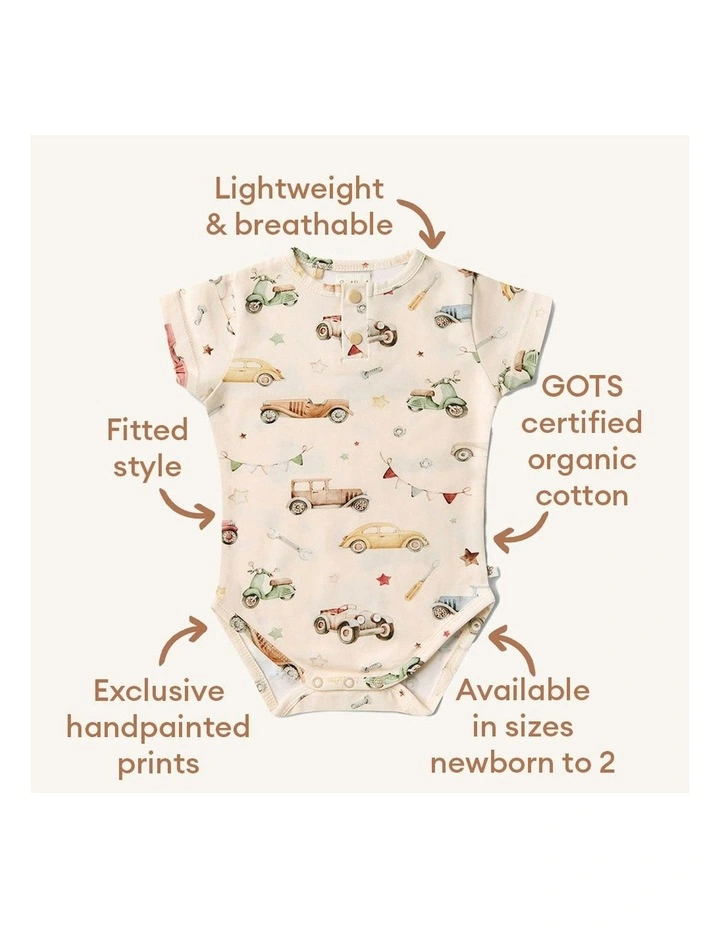 Vintage Cars Short Sleeve Organic Bodysuit in Assorted image 7