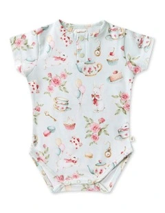 White Rabbit Short Sleeve Organic Bodysuit in Sage