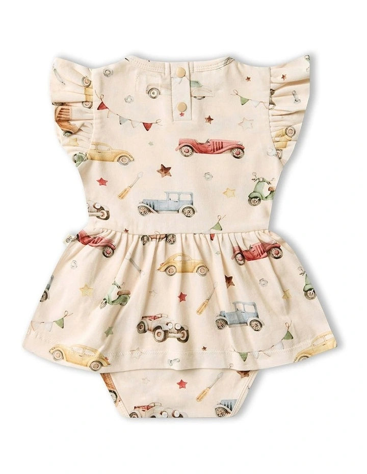 Vintage Cars Short Sleeve Organic Dress in Multi image 2
