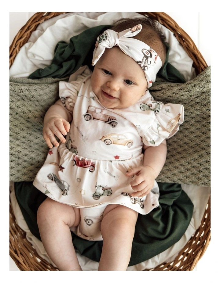 Vintage Cars Short Sleeve Organic Dress in Multi image 3