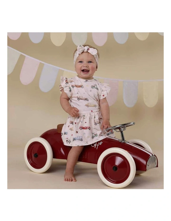 Vintage Cars Short Sleeve Organic Dress in Multi image 3