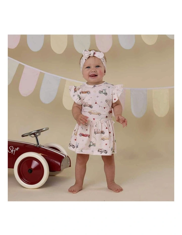 Vintage Cars Short Sleeve Organic Dress in Multi image 6