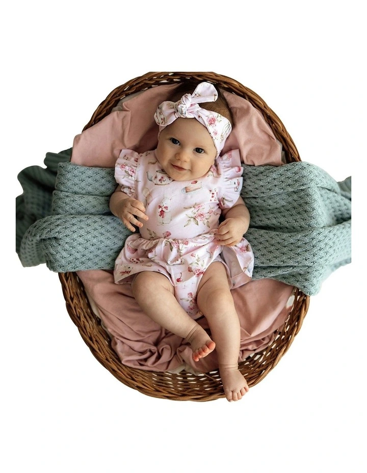 Alices Tea Party Short Sleeve Organic Dress in Pink image 4