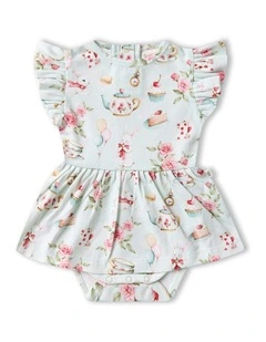 White Rabbit Short Sleeve Organic Dress in Green